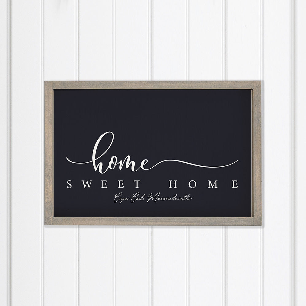 Personalized Dark Navy and White Home Sweet Home Wall Art