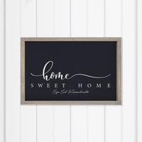 Personalized Dark Navy and White Home Sweet Home Wall Art