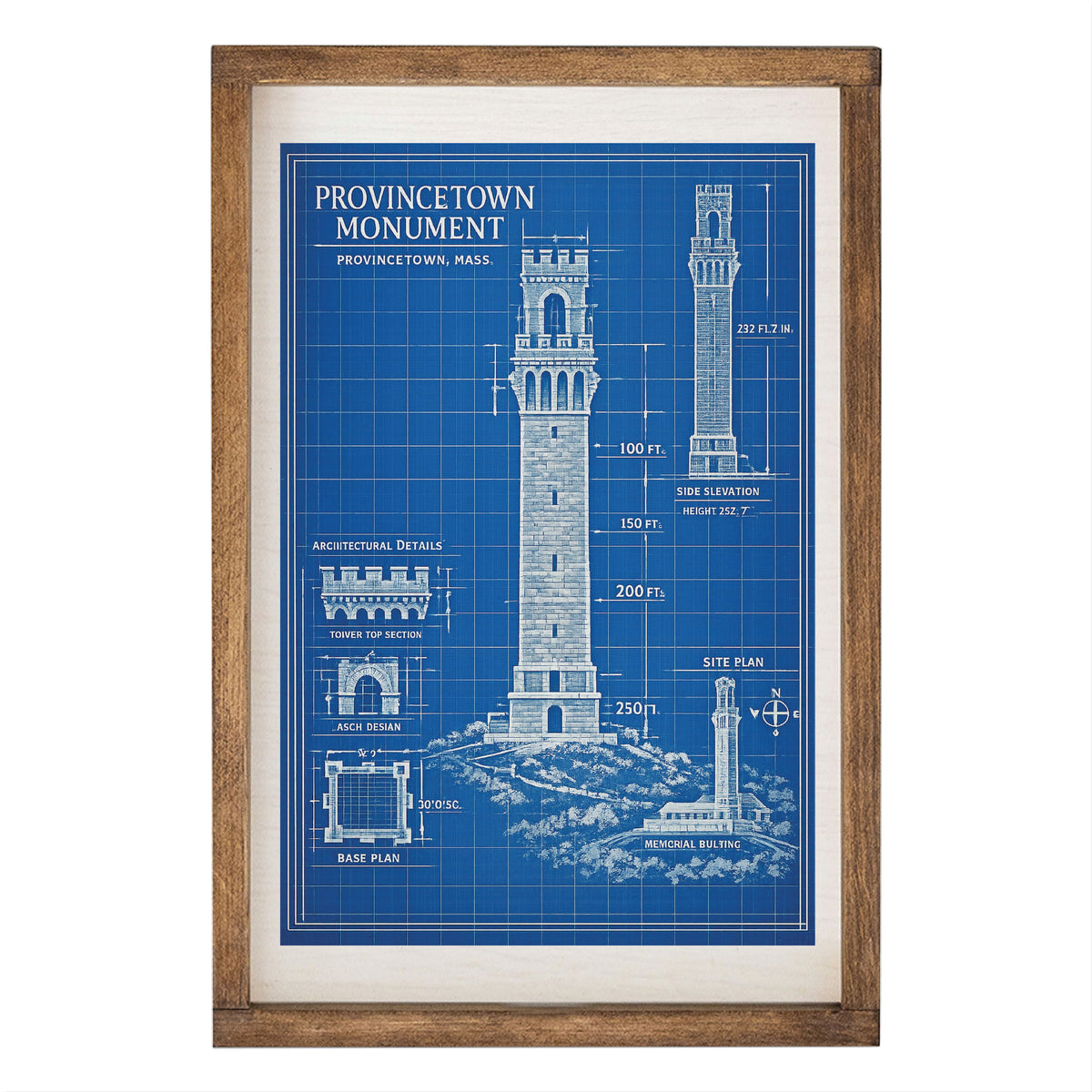 Provincetown Monument Blueprint Wall Art