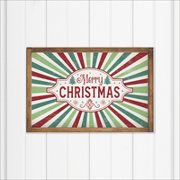 Merry Christmas Festive Stripe Wall Art