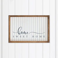 Blue and White Striped Home Sweet Home Wall Art