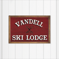 Personalized Red Ski Lodge Wall Art