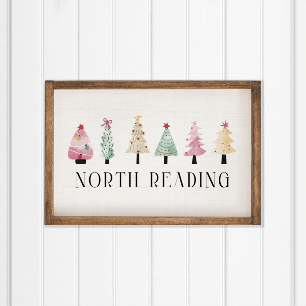 Personalized Merry & Bright Festive Christmas Trees Wall Art