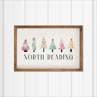 Personalized Merry & Bright Festive Christmas Trees Wall Art