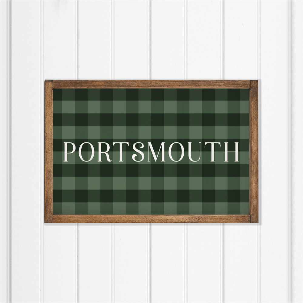 Personalized Green Plaid Wall Art