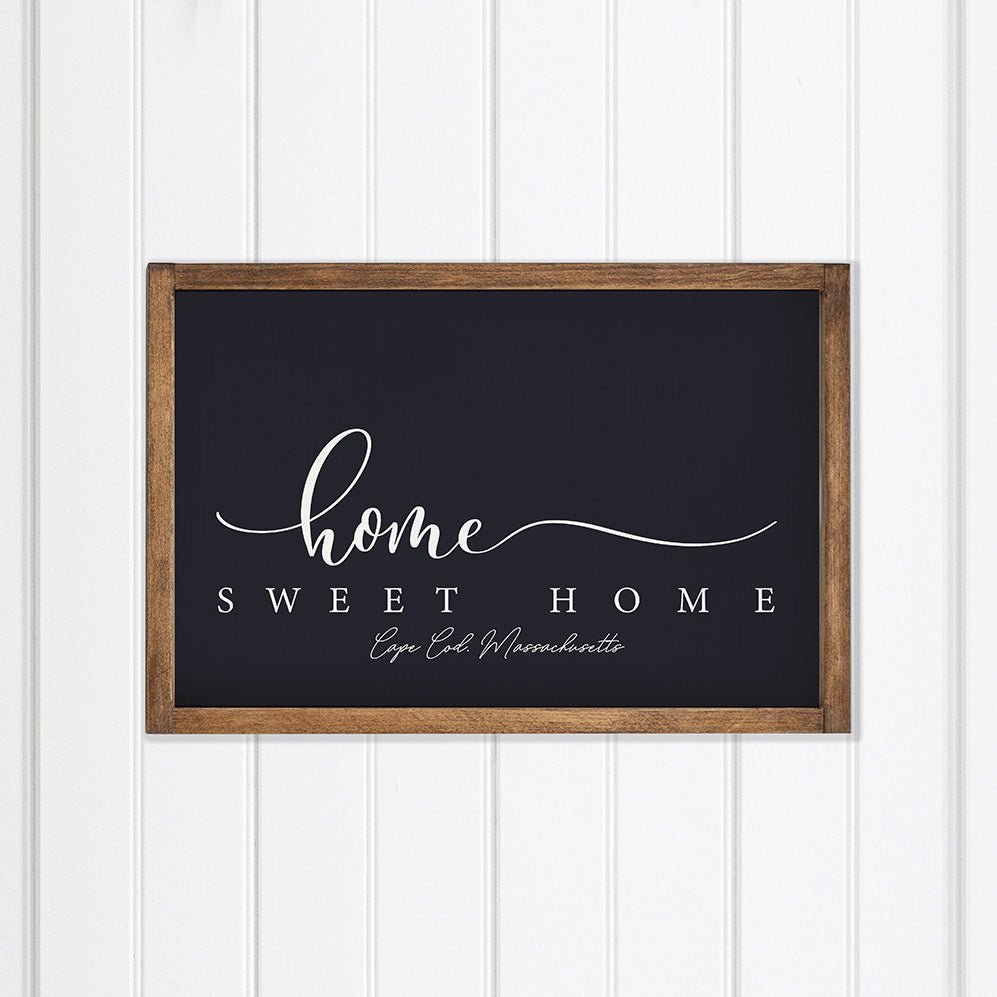 Personalized Dark Navy and White Home Sweet Home Wall Art