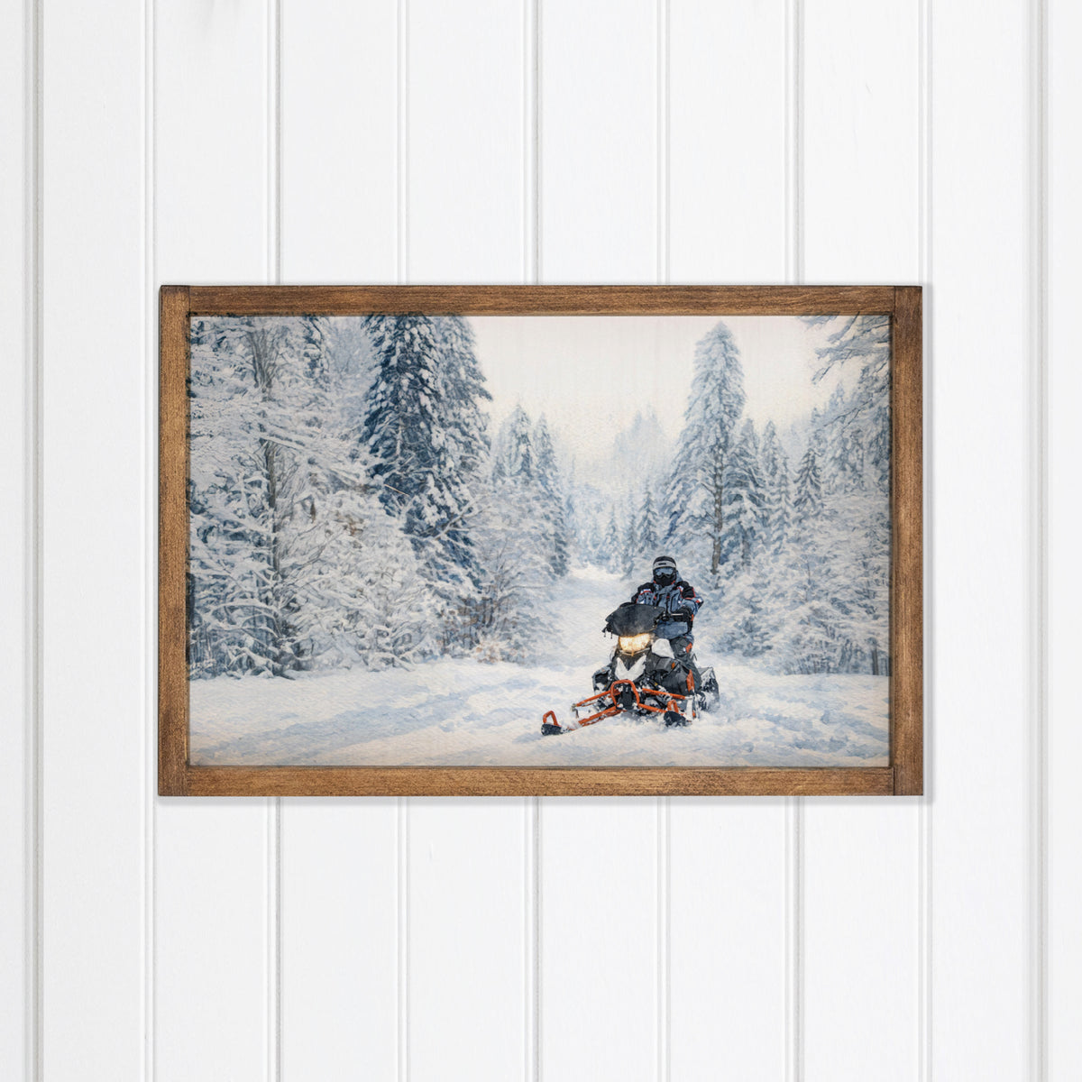 Snowmobile Through Trees Wall Art