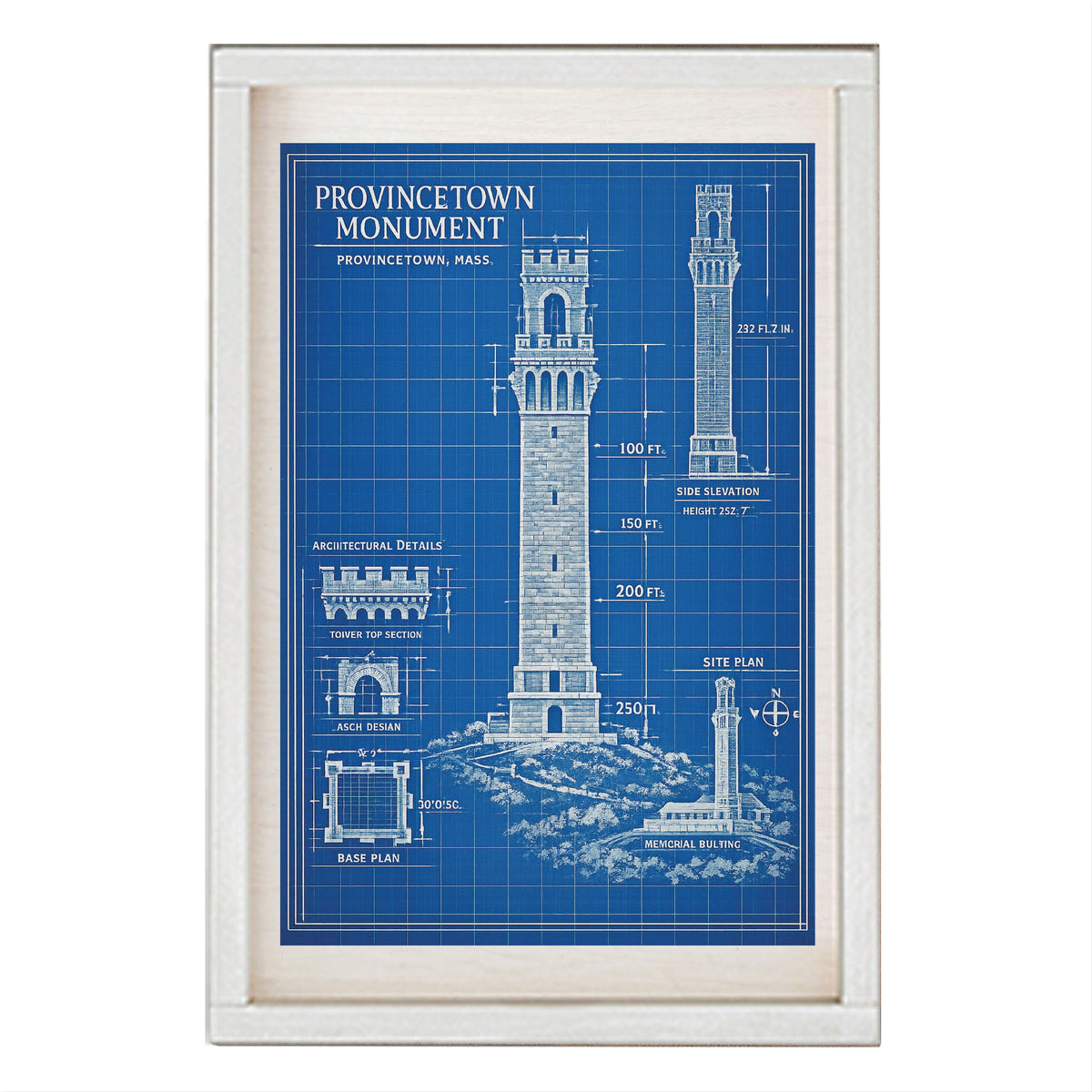 Provincetown Monument Blueprint Wall Art