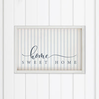 Blue and White Striped Home Sweet Home Wall Art