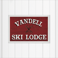 Personalized Red Ski Lodge Wall Art