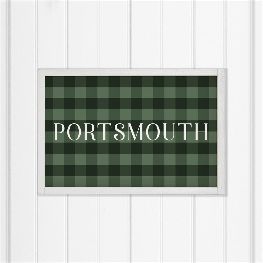 Personalized Green Plaid Wall Art