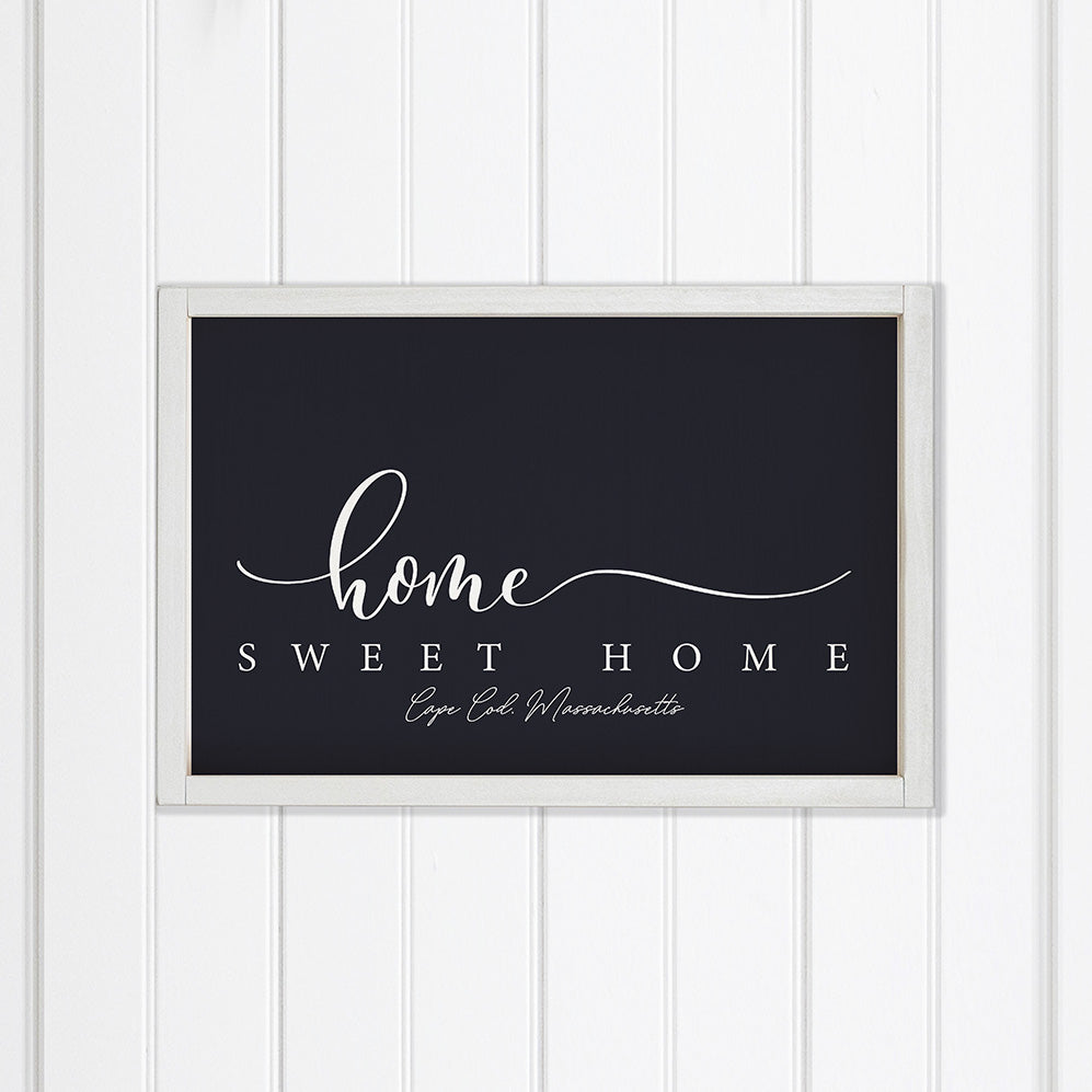 Personalized Dark Navy and White Home Sweet Home Wall Art