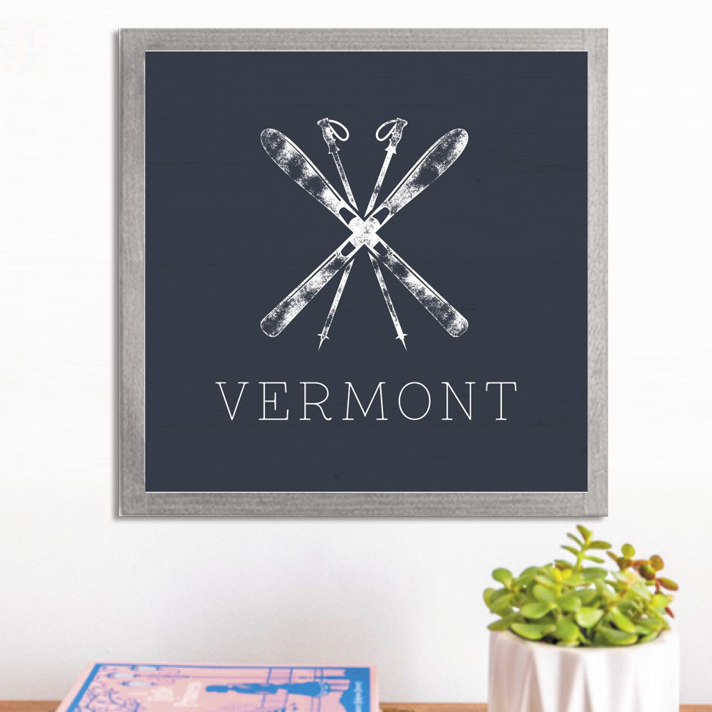 Personalized Navy Blue Ski Wall Art