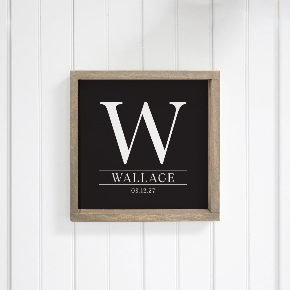Initial Black Personalized Wall Art
