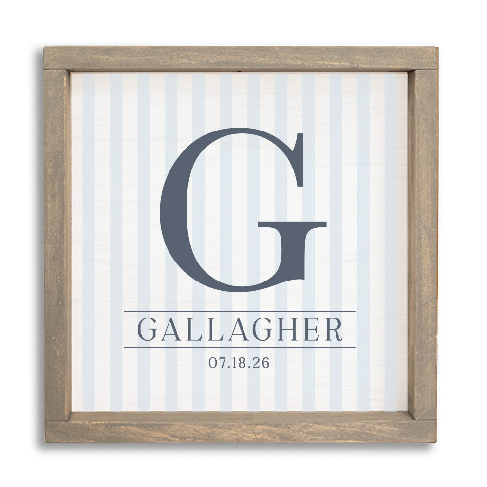 Custom Initial Striped Personalized Wall Art