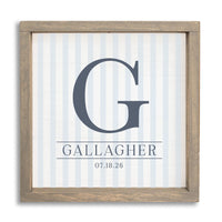 Custom Initial Striped Personalized Wall Art