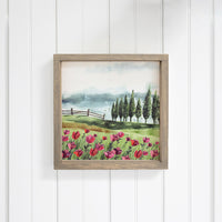 Natural Hill Side With Tulip Flower Wooden Wall Art