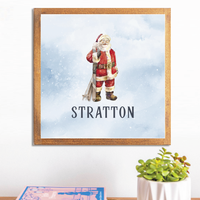 Personalized Vintage Ski Santa Wall Art