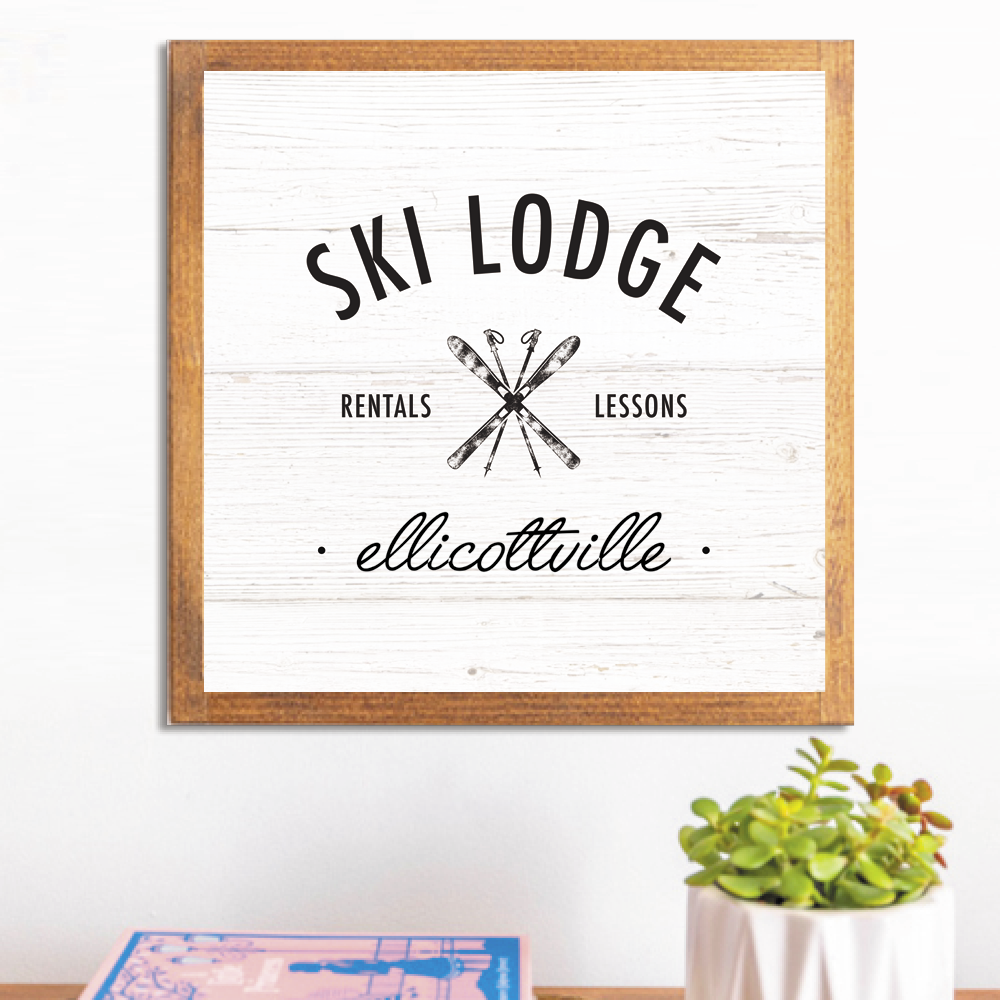 Personalized Ski Lodge Rentals Lessons Wall Art