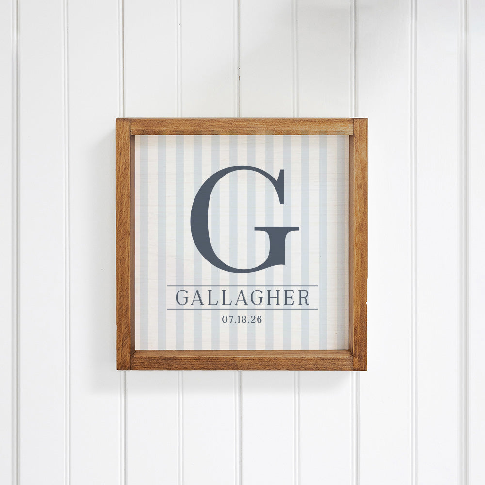 Custom Initial Striped Personalized Wall Art