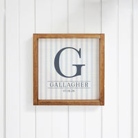 Custom Initial Striped Personalized Wall Art