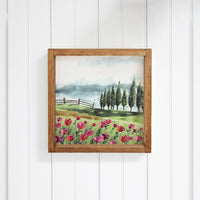 Natural Hill Side With Tulip Flower Wooden Wall Art