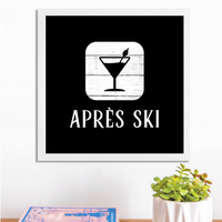 Black and White Apres Ski Martini Wall Art