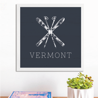 Personalized Navy Blue Ski Wall Art