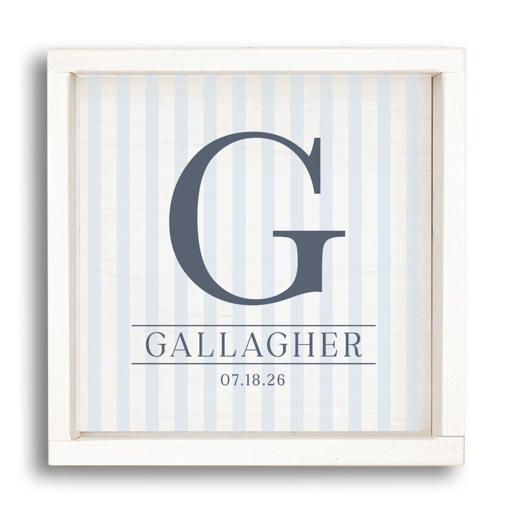 Custom Initial Striped Personalized Wall Art