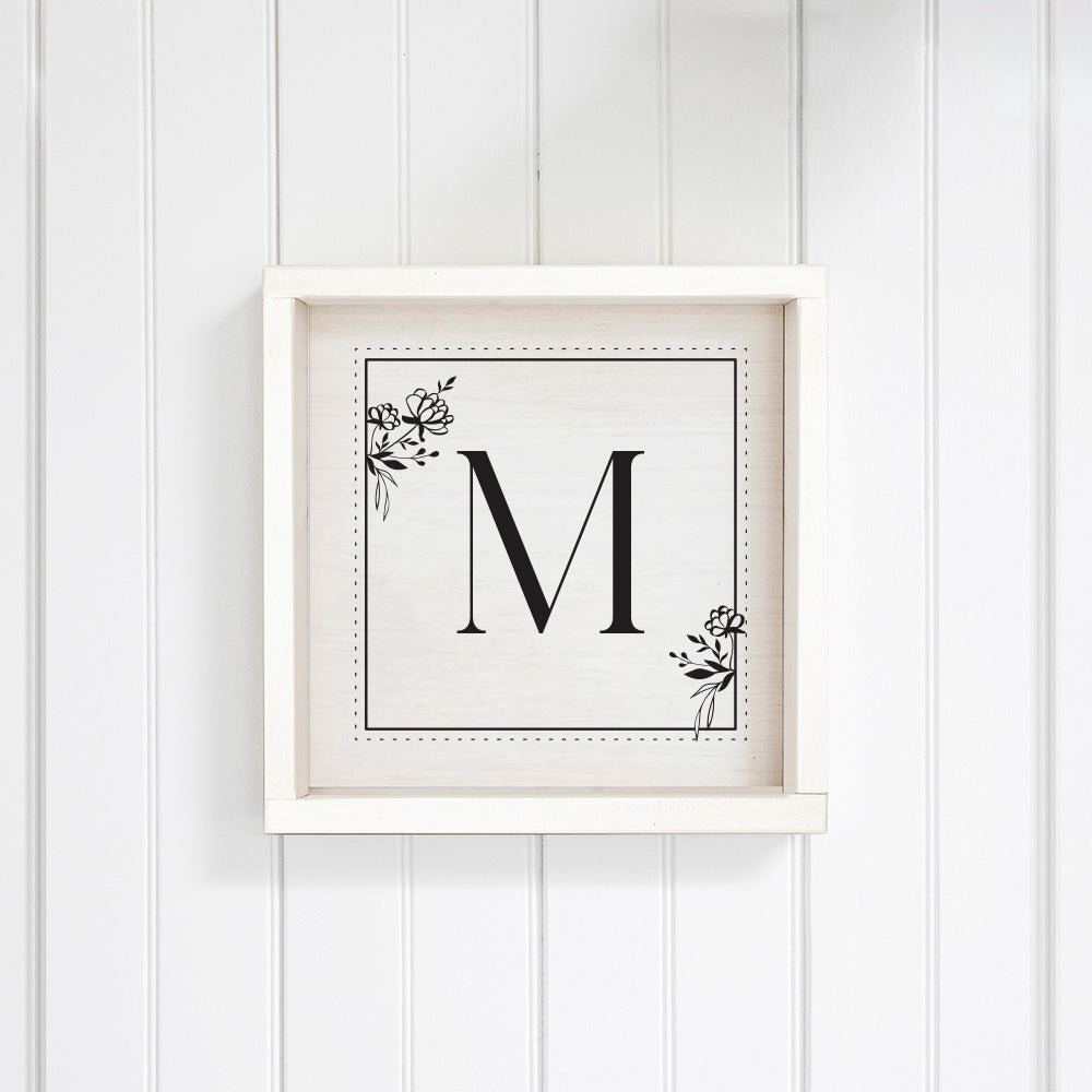 Classic Floral Initial Personalized Wall Art