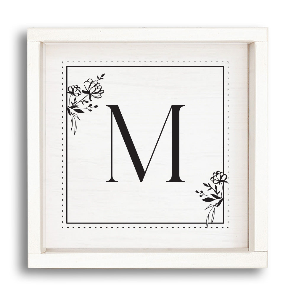 Classic Floral Initial Personalized Wall Art
