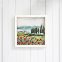 Natural Hill Side With Tulip Flower Wooden Wall Art