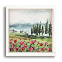 Natural Hill Side With Tulip Flower Wooden Wall Art