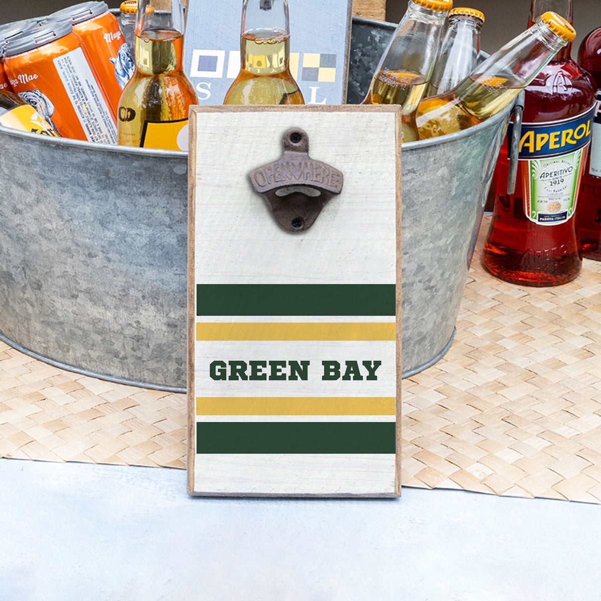 Green Bay Stripes Bottle Opener