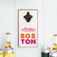 Boston Orange and Pink Skyline Bottle Opener
