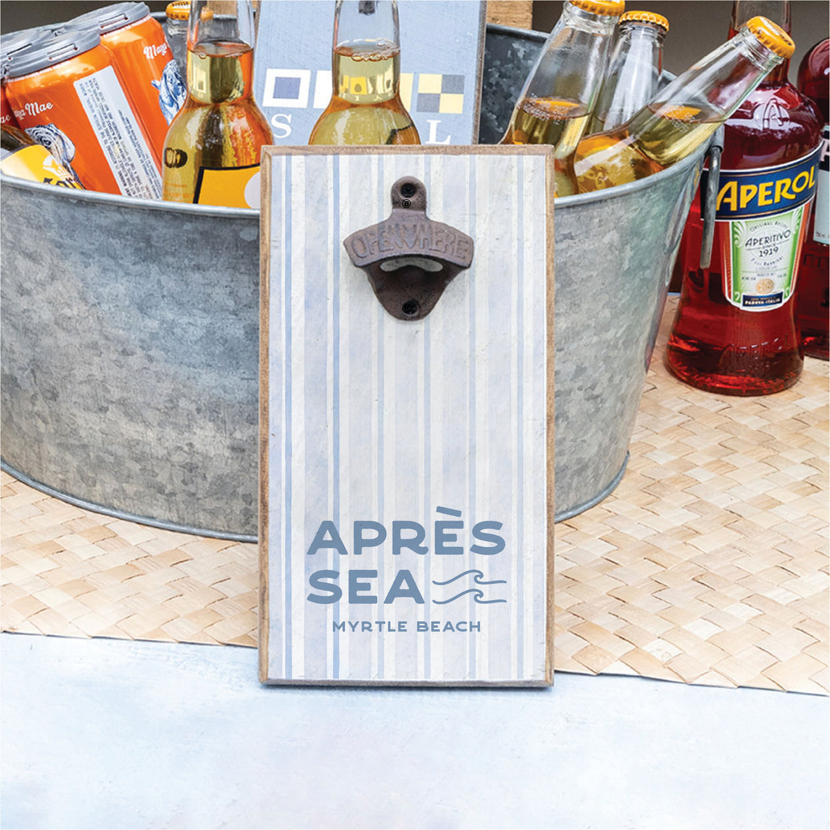 Blue Strip Apres Sea Personalized Bottle Opener