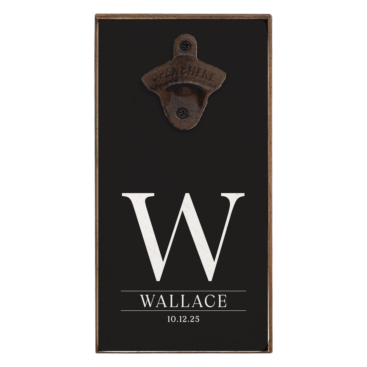 Initial Black Personalized Bottle Opener