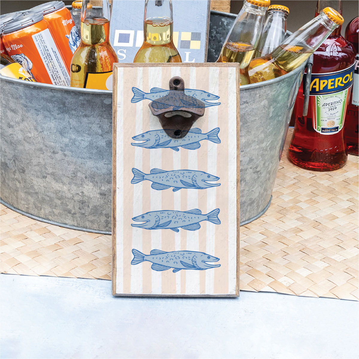 Five Blue Fish Bottle Opener