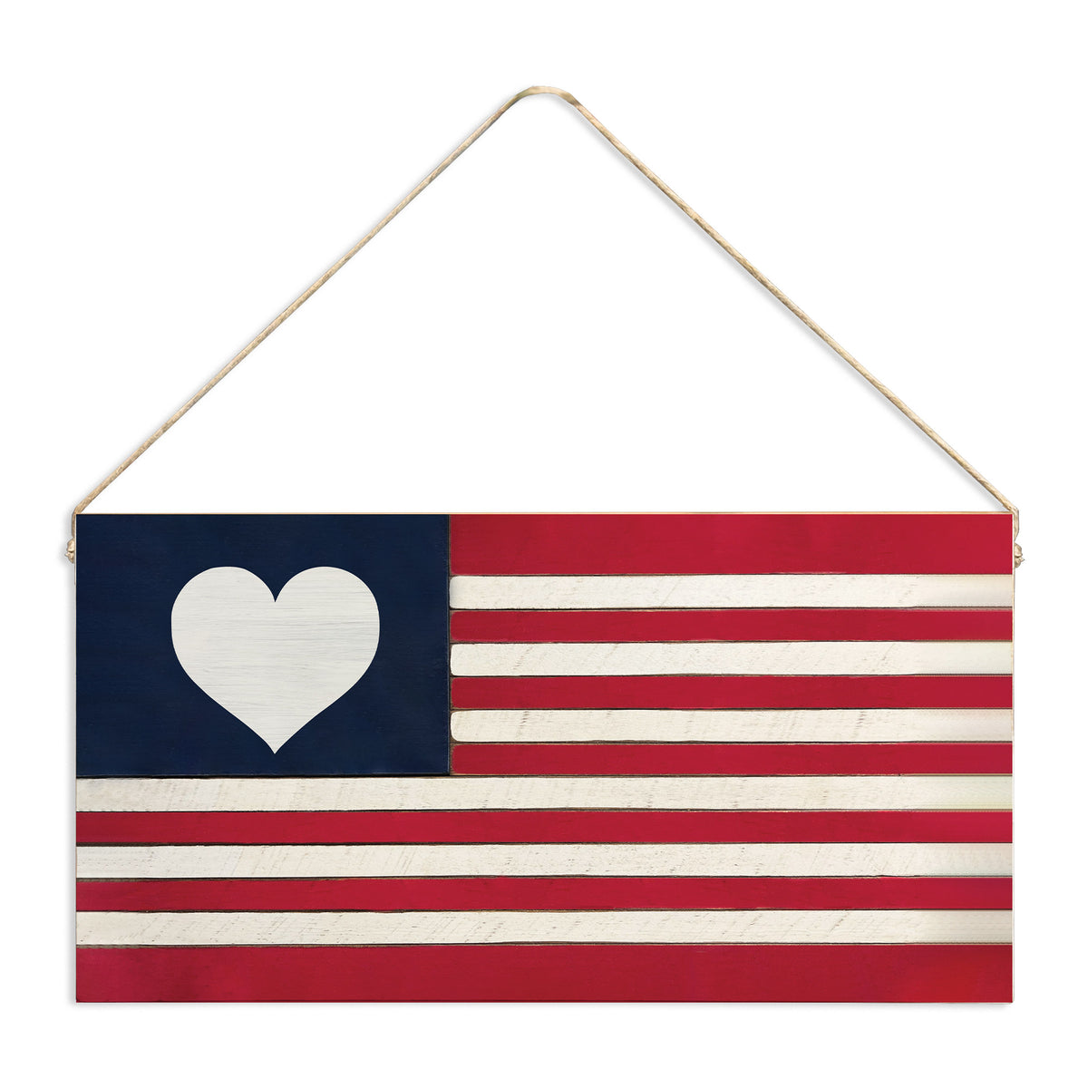 American Flag Heart Twine Sign
