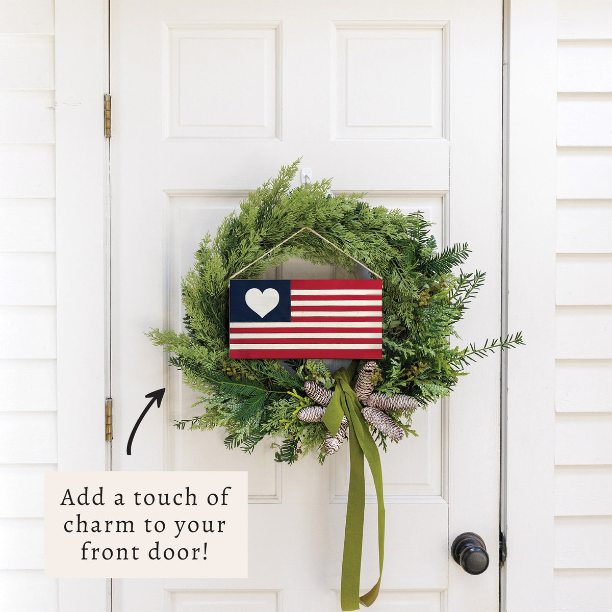 American Flag Heart Twine Sign