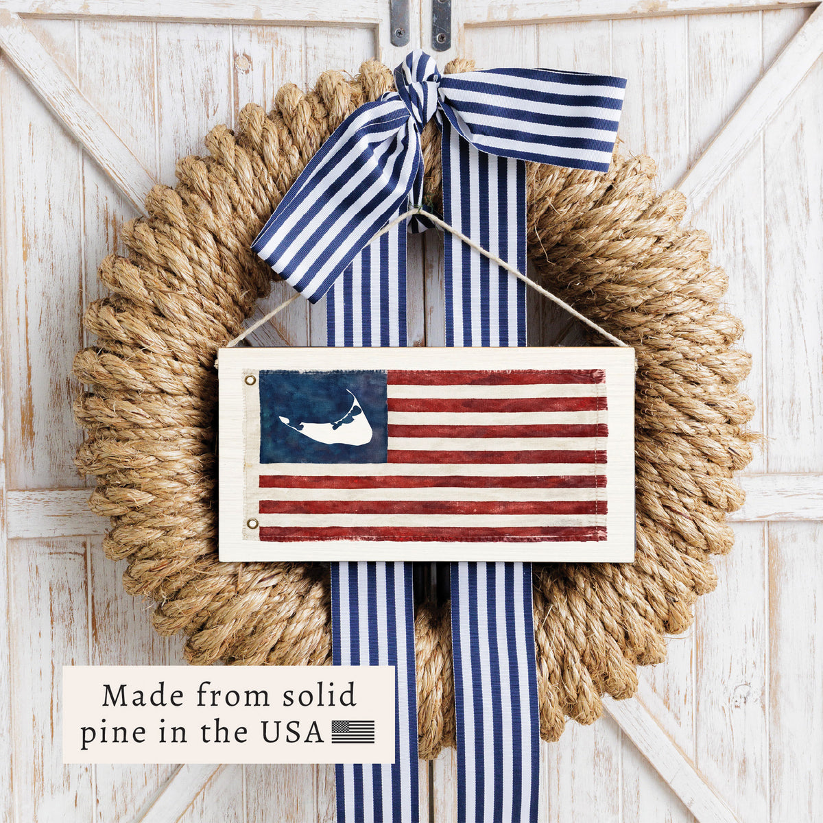 Nantucket American Vintage Flag Twine Sign