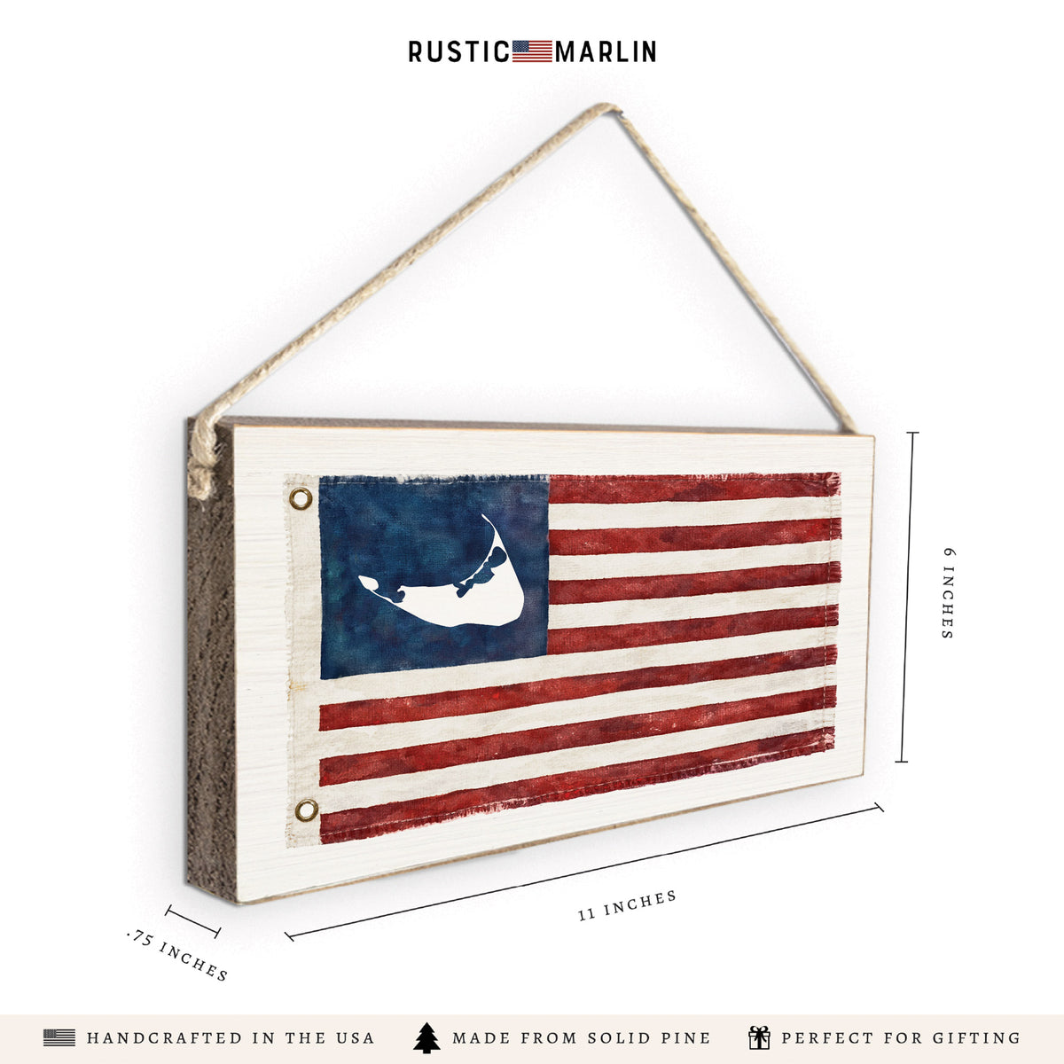 Nantucket American Vintage Flag Twine Sign