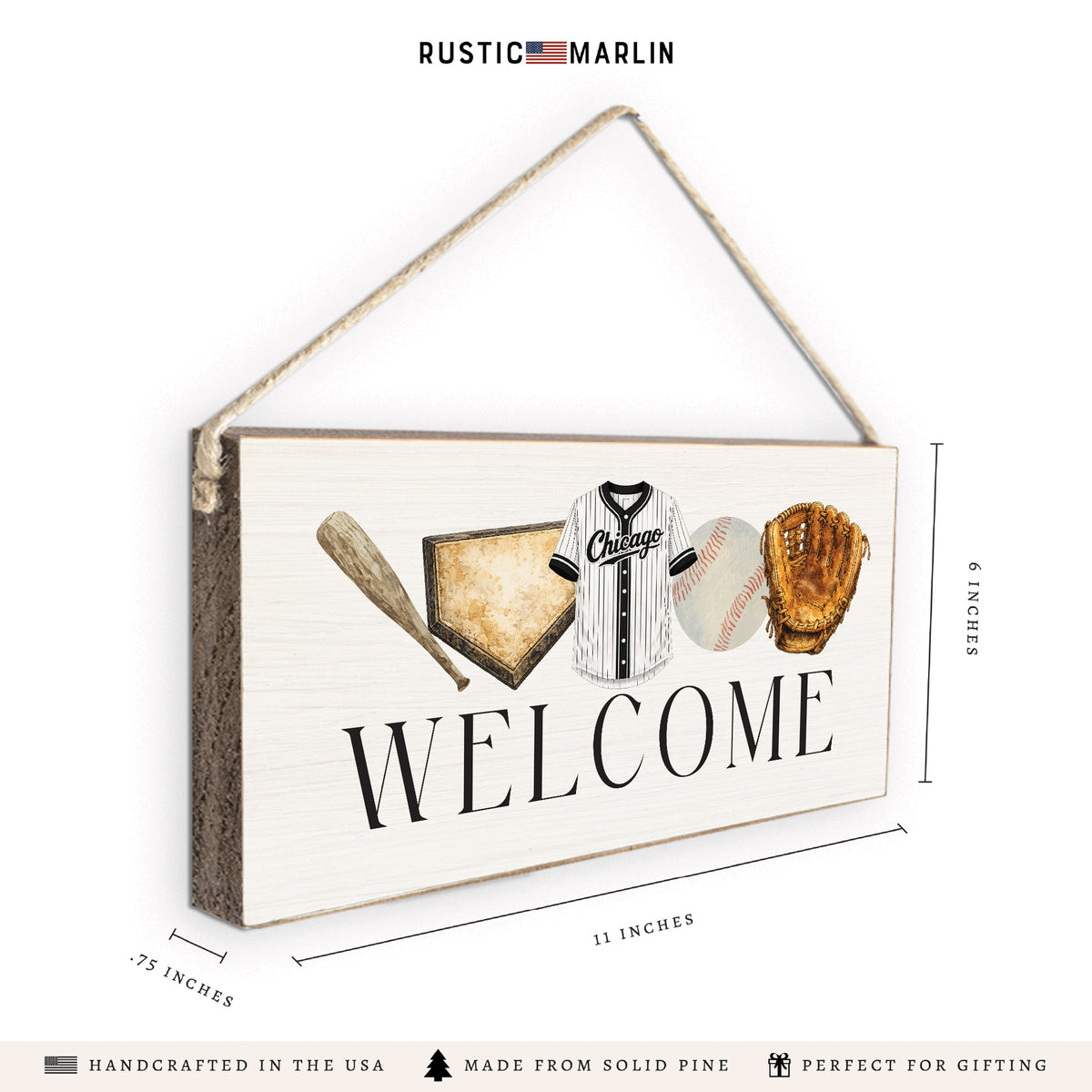 Chicago Sox Baseball Icons Twine Sign