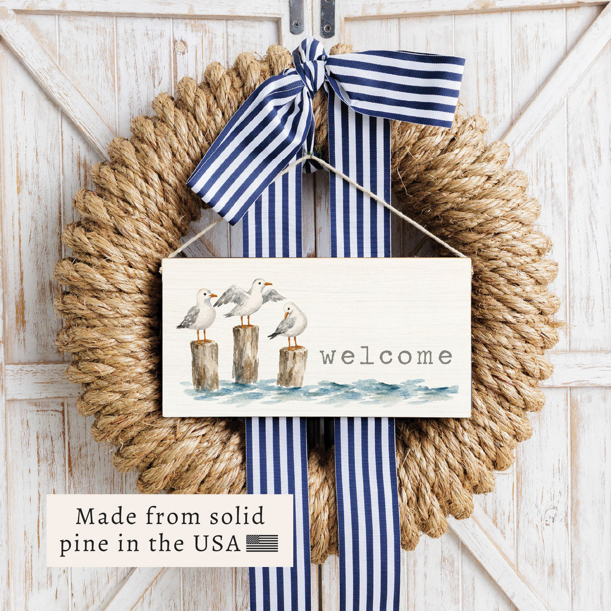 Gull Trio Welcome Twine Sign