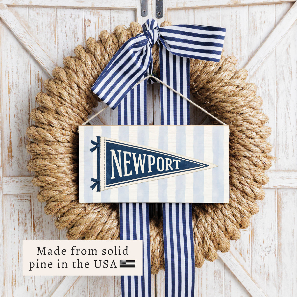 Newport Pennant Blue Stripes Twine Sign