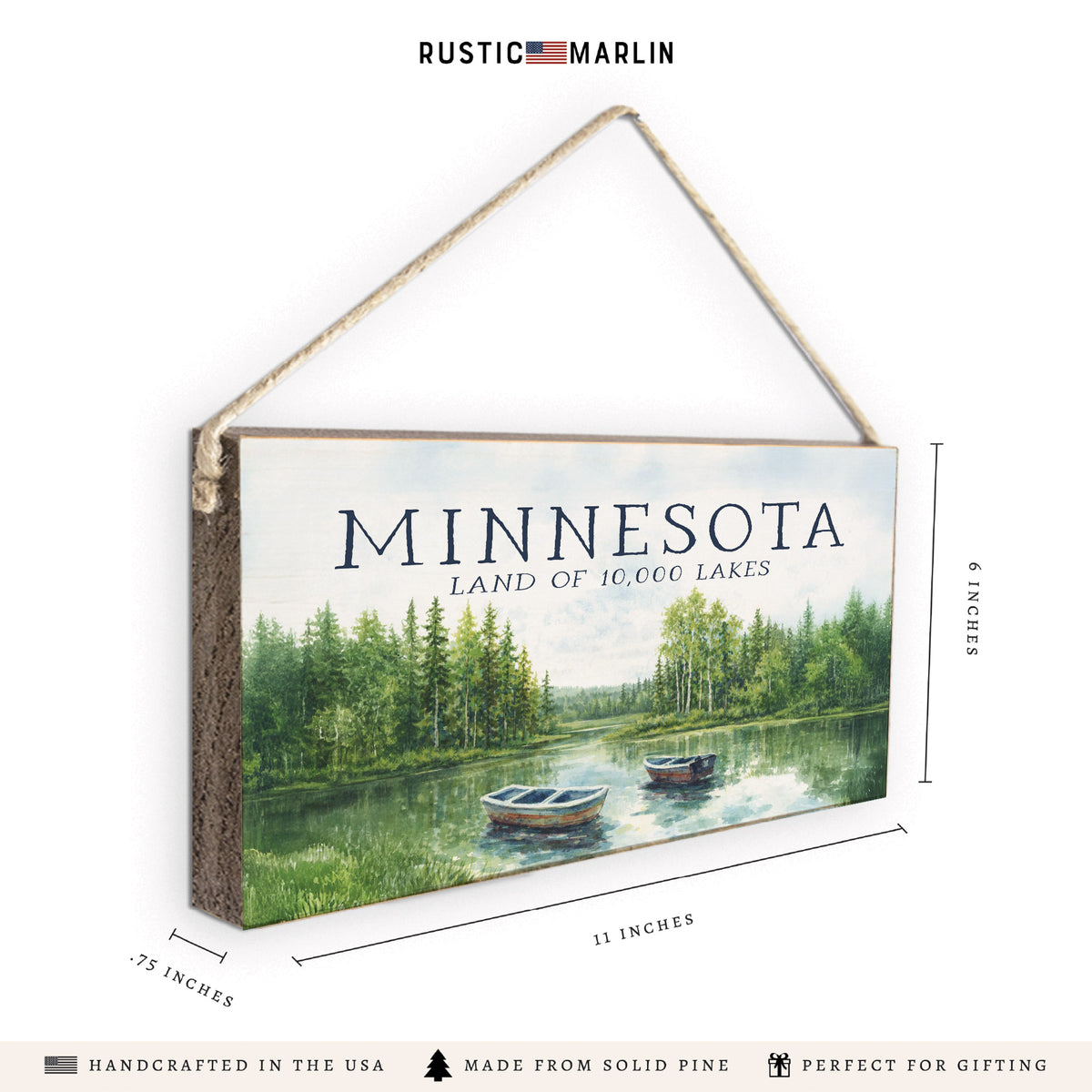 Minnesota Land of 10,000 Lakes Twine Sign