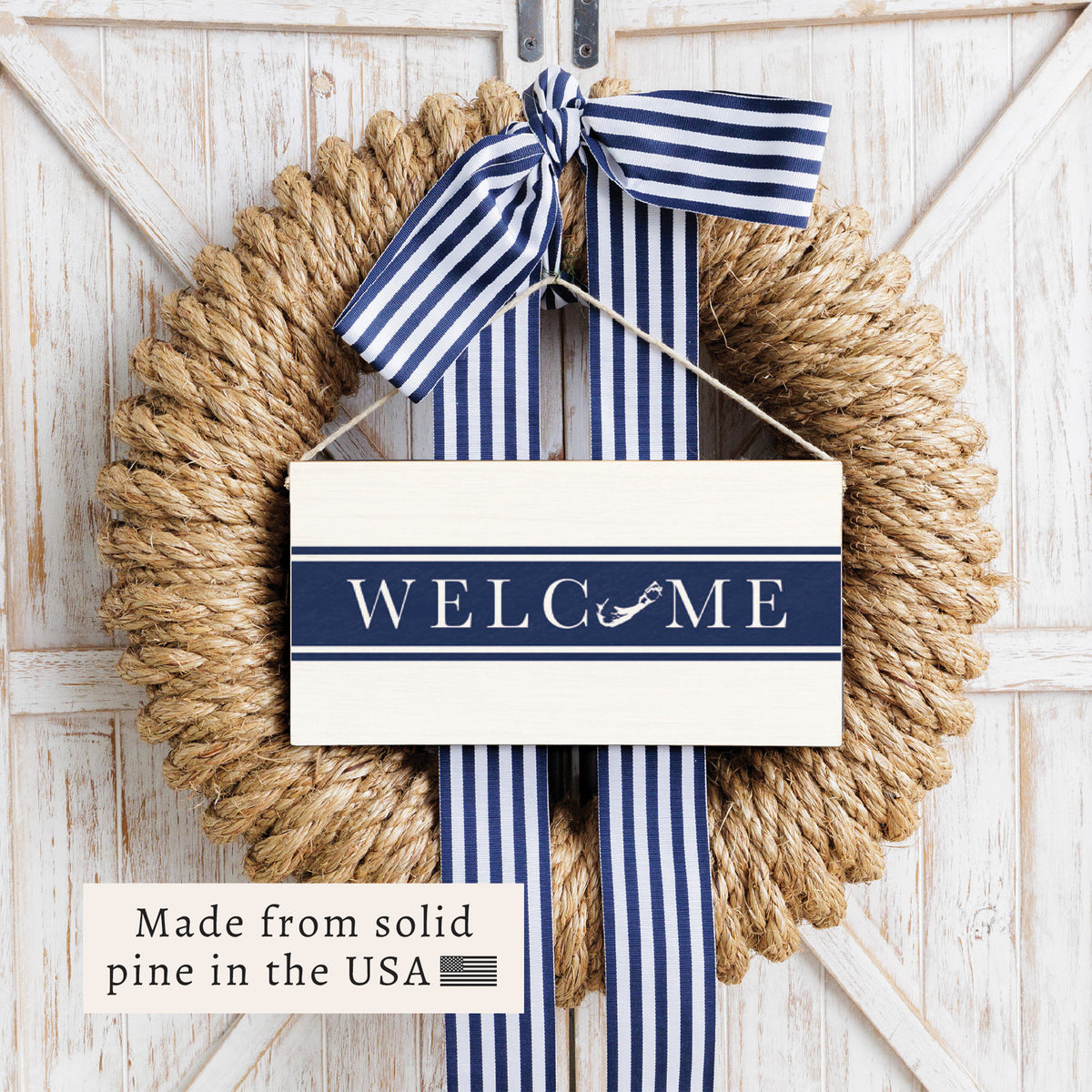 Bermuda Welcome Navy Twine Sign