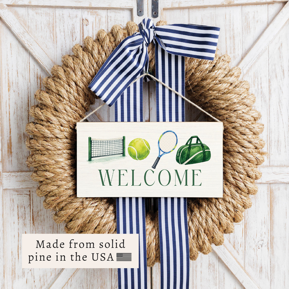 Tennis Icons Welcome Twine Sign