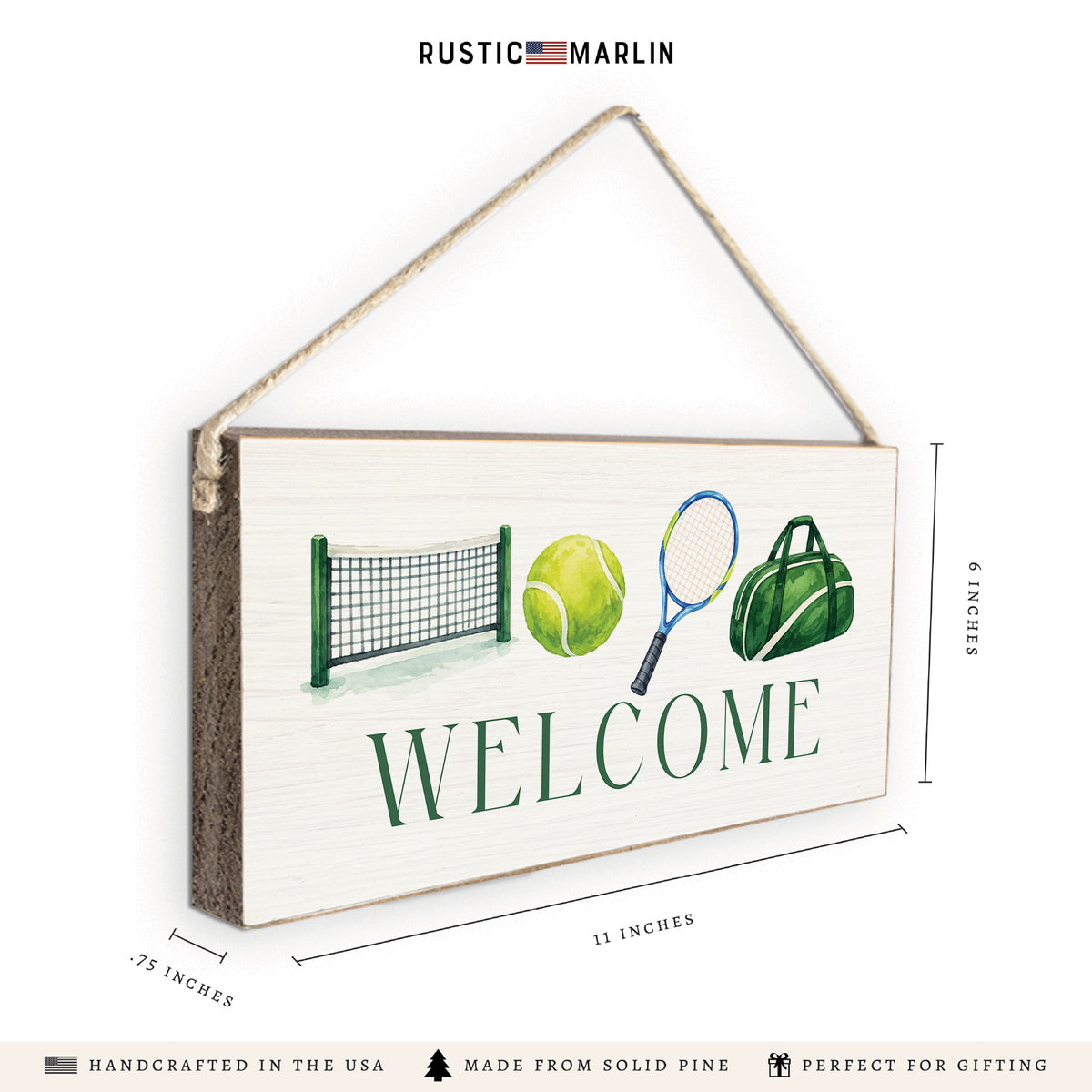 Tennis Icons Welcome Twine Sign
