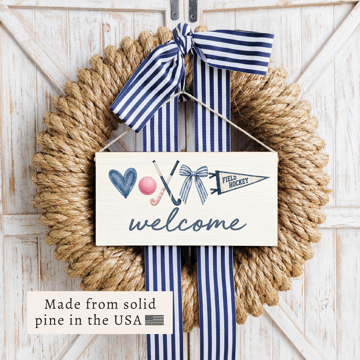 Field Hockey Icons Welcome Twine Sign